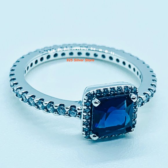 Pandora Silver 925 Blue Timeless Elegance Ring 198863C02 - Picture 1 of 4